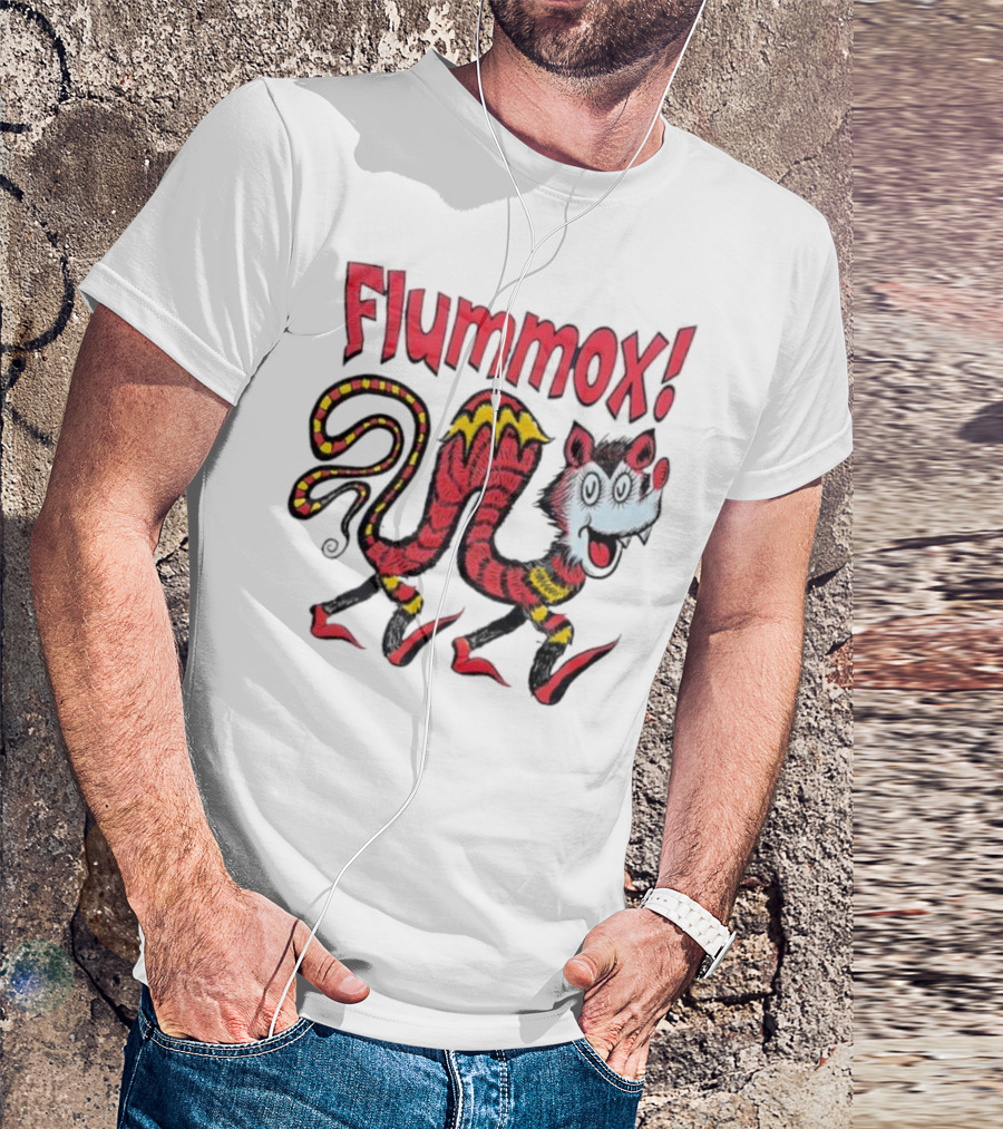 Flummox Seussian Opossum Pal Red Yellow Striped Creature T-Shirt