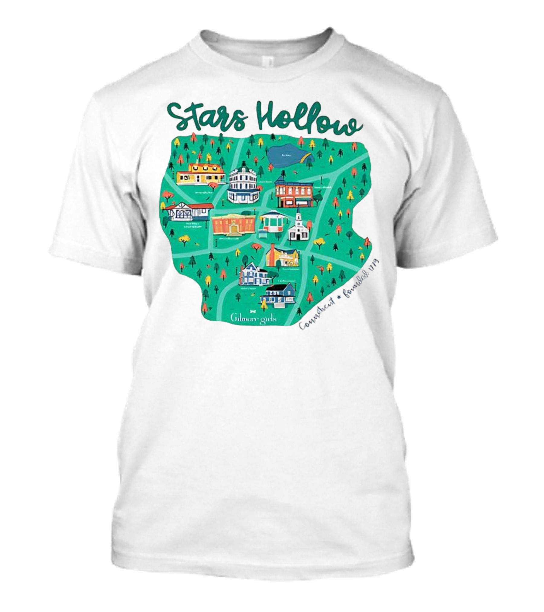 Stars Hollow Map Gilmore Girls Town Landmarks T-Shirt
