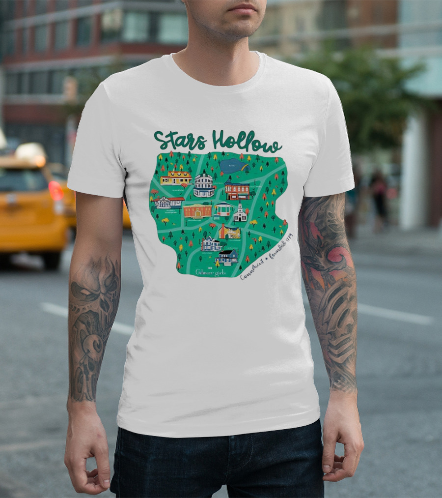 Stars Hollow Map Gilmore Girls Town Landmarks T-Shirt