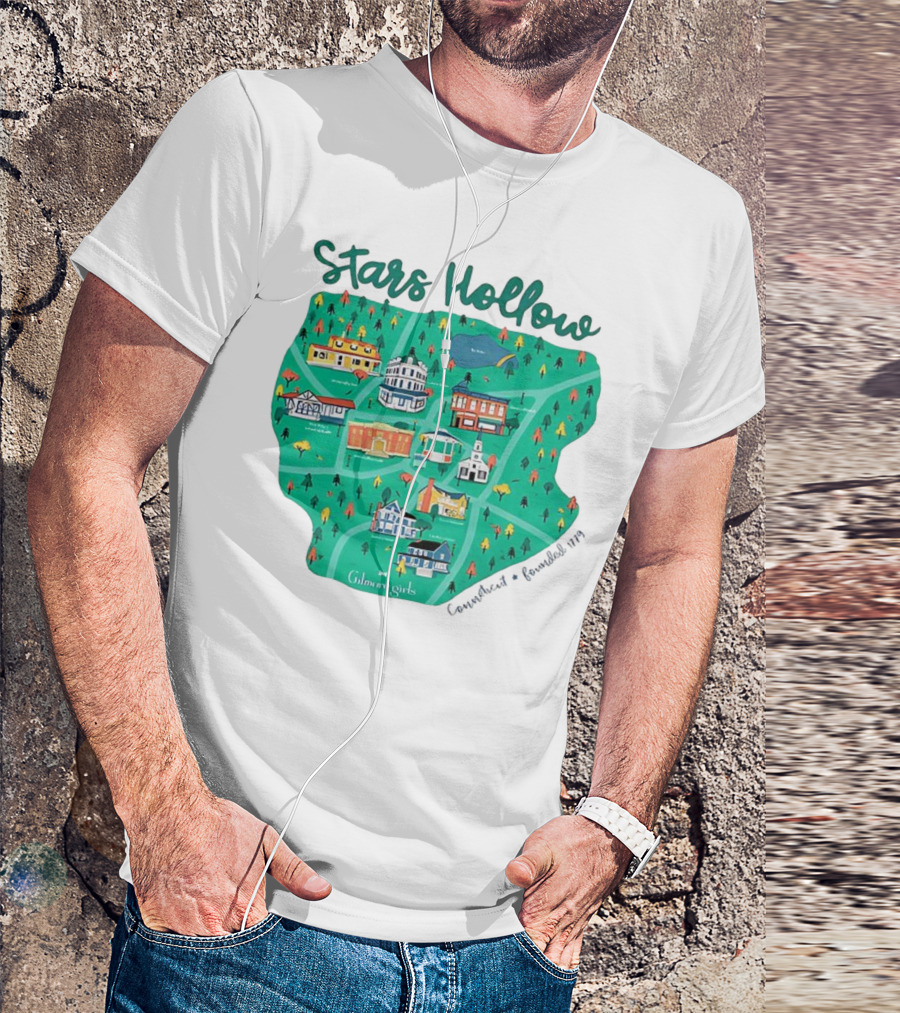Stars Hollow Map Gilmore Girls Town Landmarks T-Shirt