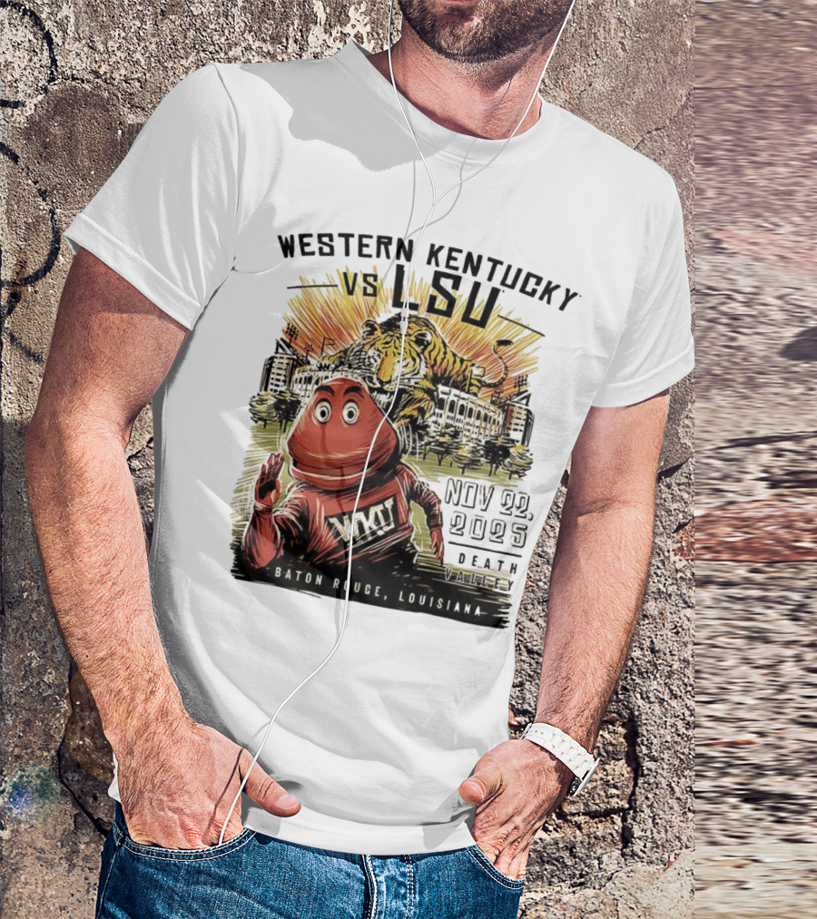 Western Kentucky Vs LSU November 2025 Tiger Mascot Baton Rouge Louisiana Stadium T-Shirt