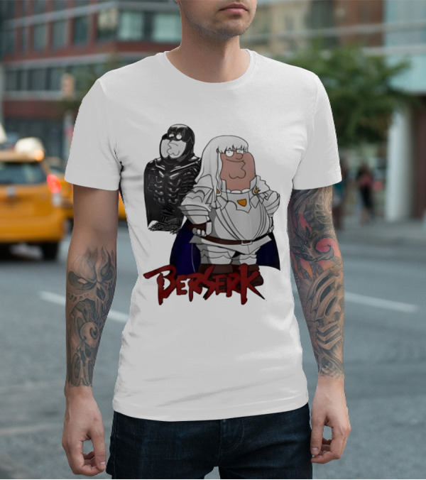 Peter Griffin Family Guy Berserk Crossover Meme Griffith Armor Guts Cosplay T-Shirt
