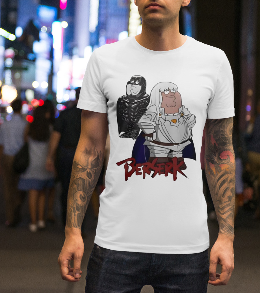 Peter Griffin Family Guy Berserk Crossover Meme Griffith Armor Guts Cosplay T-Shirt