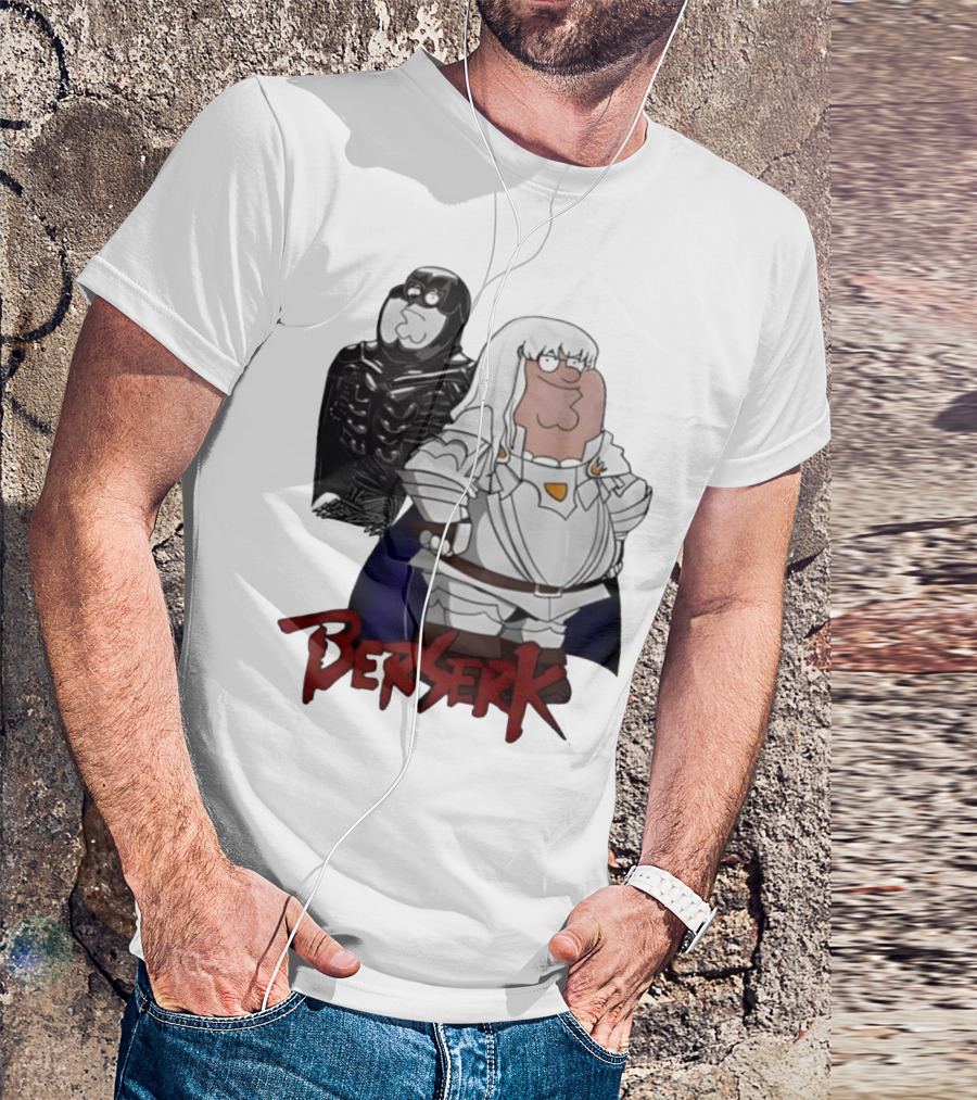 Peter Griffin Family Guy Berserk Crossover Meme Griffith Armor Guts Cosplay T-Shirt