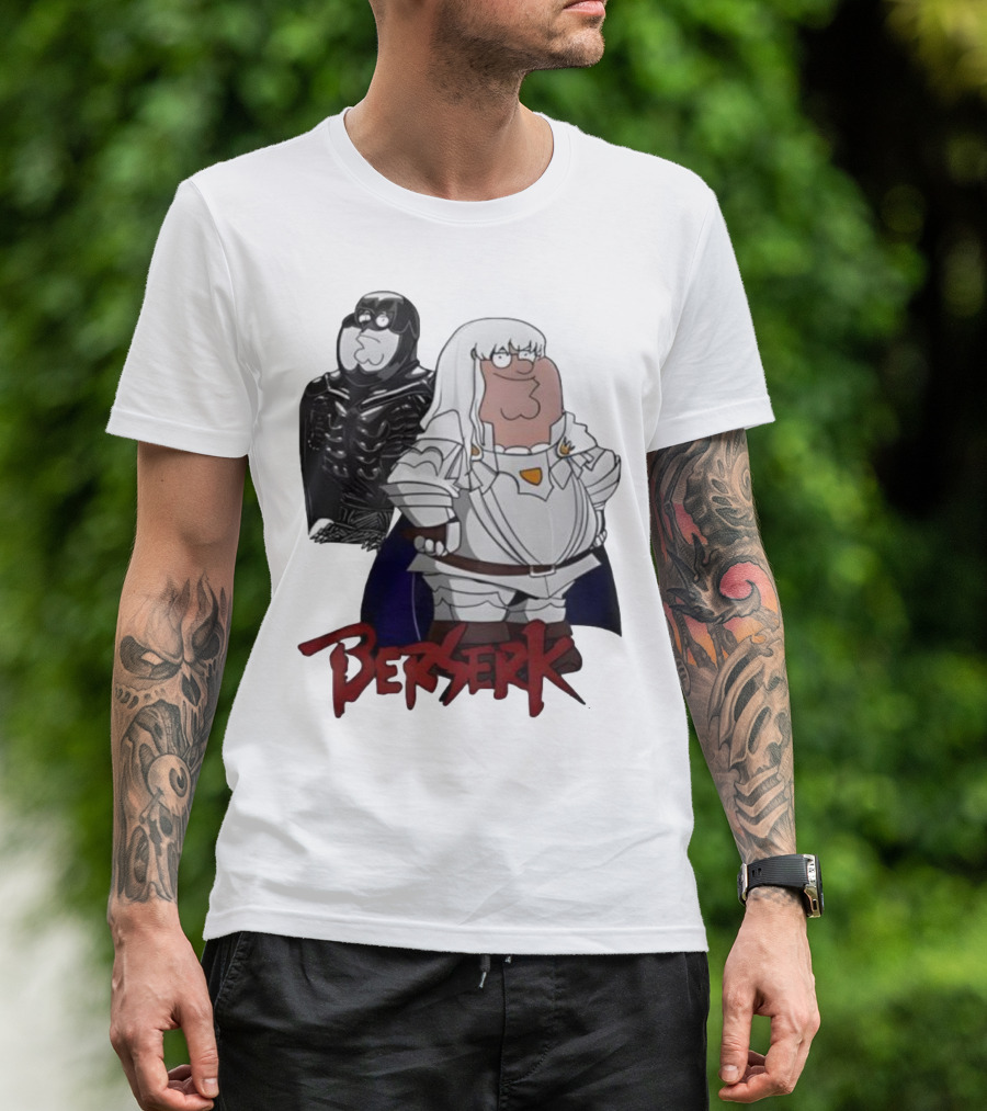 Peter Griffin Family Guy Berserk Crossover Meme Griffith Armor Guts Cosplay T-Shirt