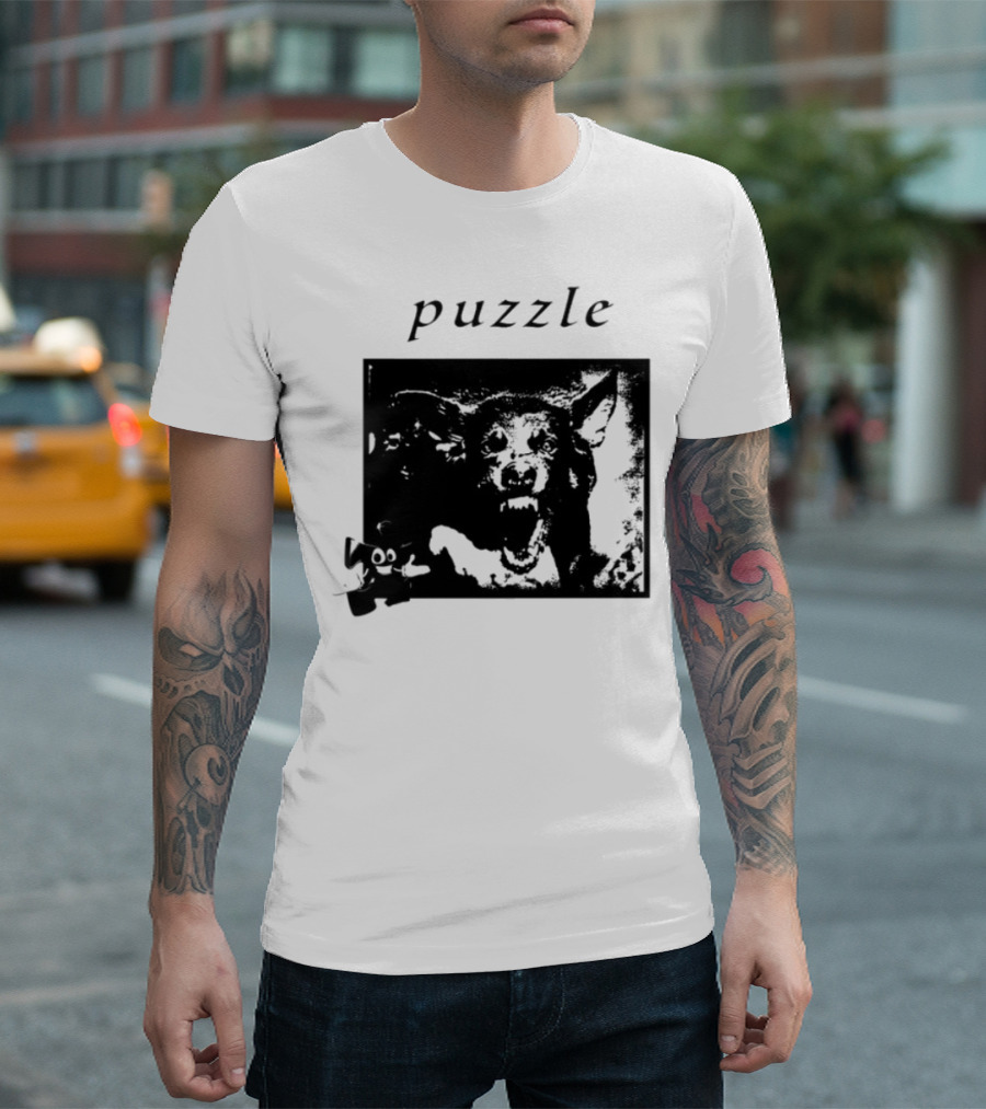 Puzzle Damage Dog with Missing Pieces T-Shirt