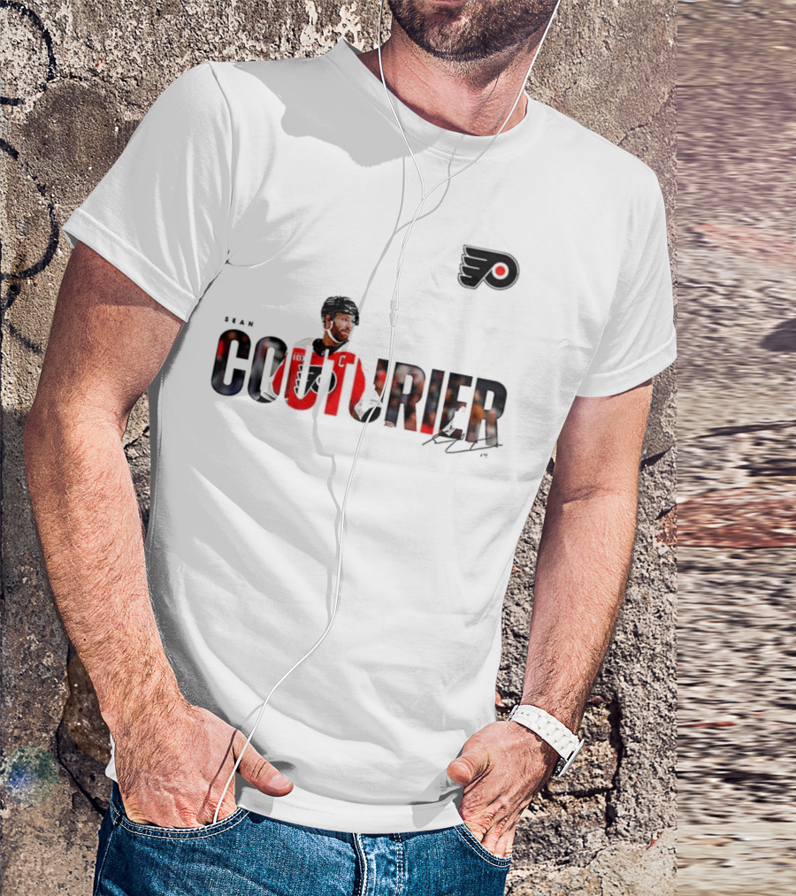 Sean Couturier Philadelphia Flyers Signature NHL C Captain T-Shirt