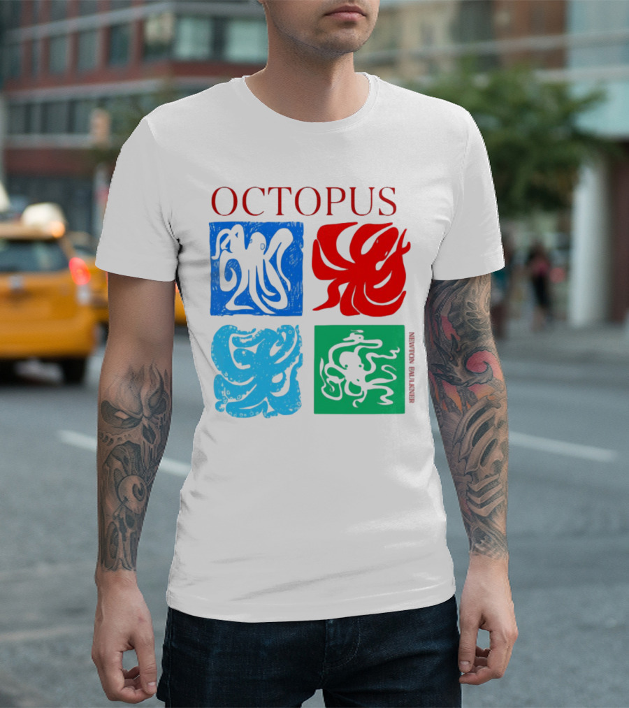 NewtonFaulkner Octopus Colorful Pop Art Quartet T-Shirt