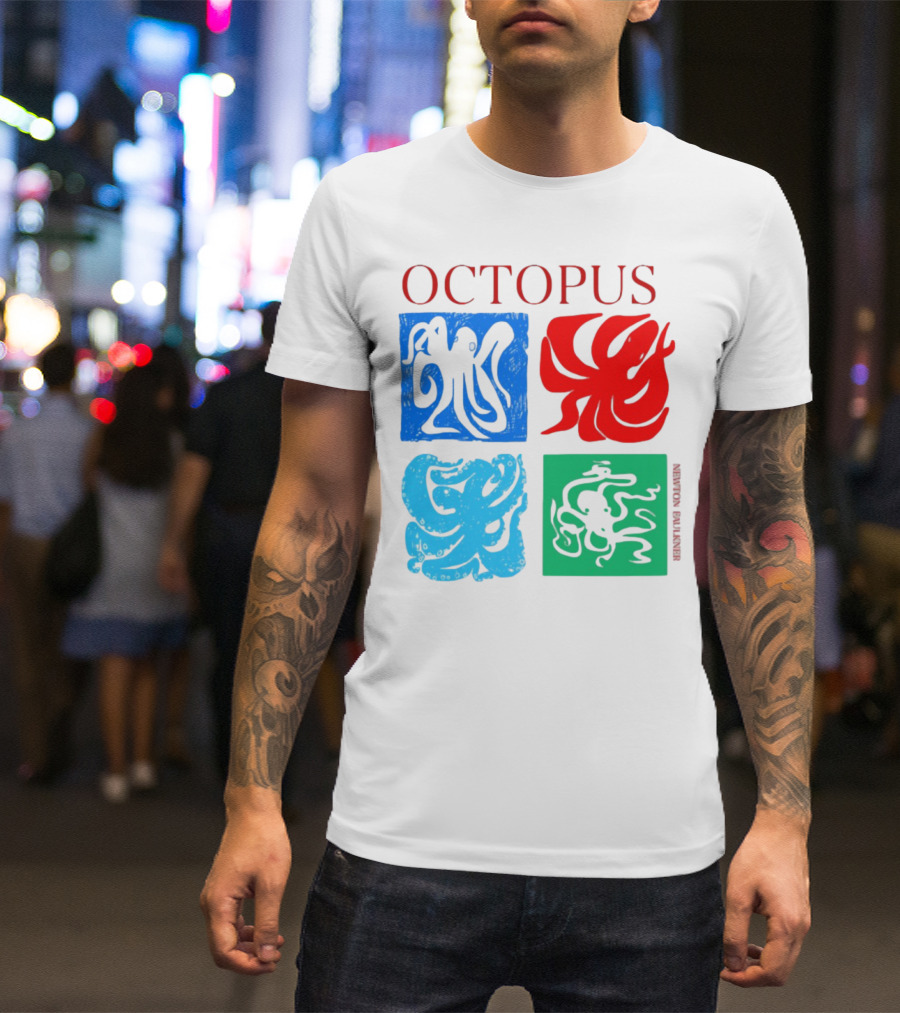 NewtonFaulkner Octopus Colorful Pop Art Quartet T-Shirt
