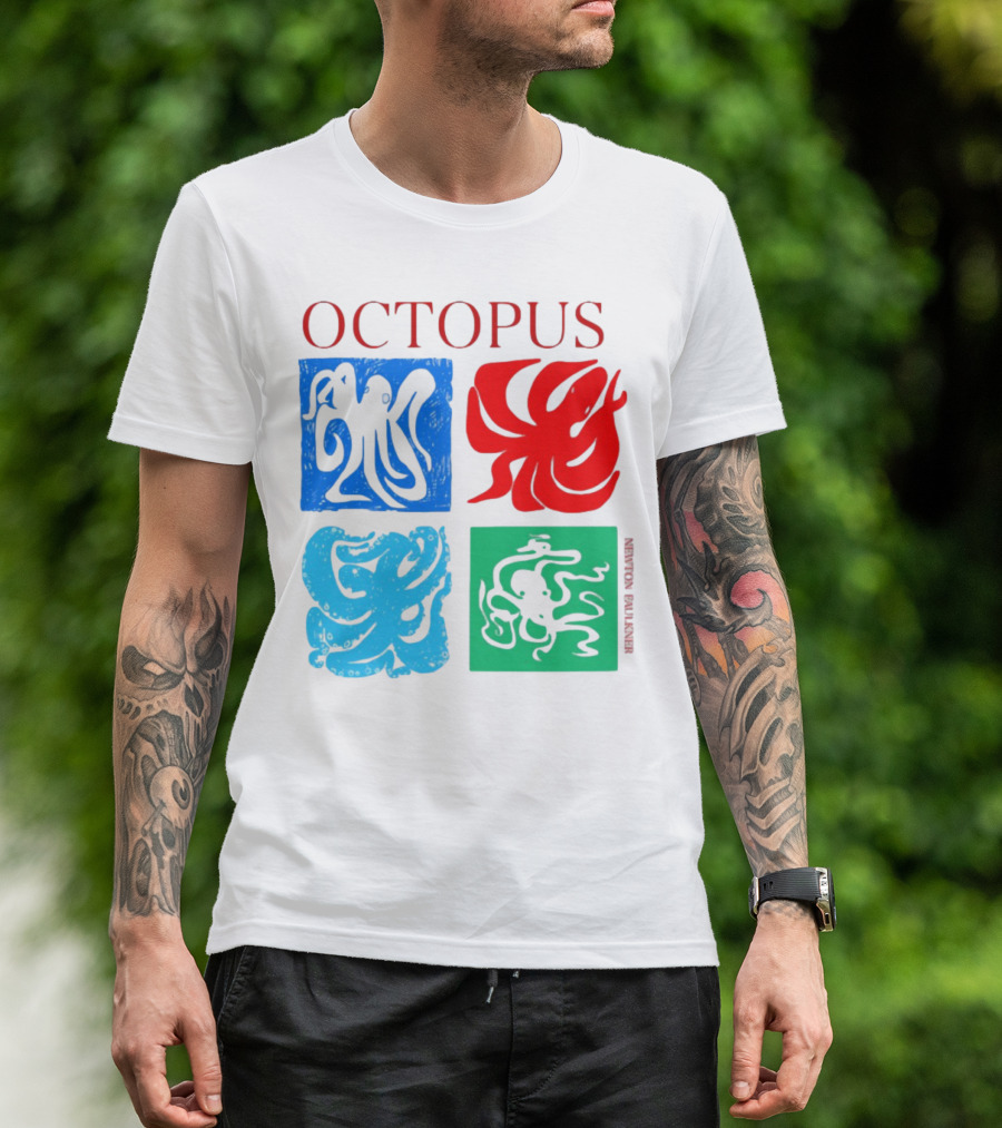 NewtonFaulkner Octopus Colorful Pop Art Quartet T-Shirt
