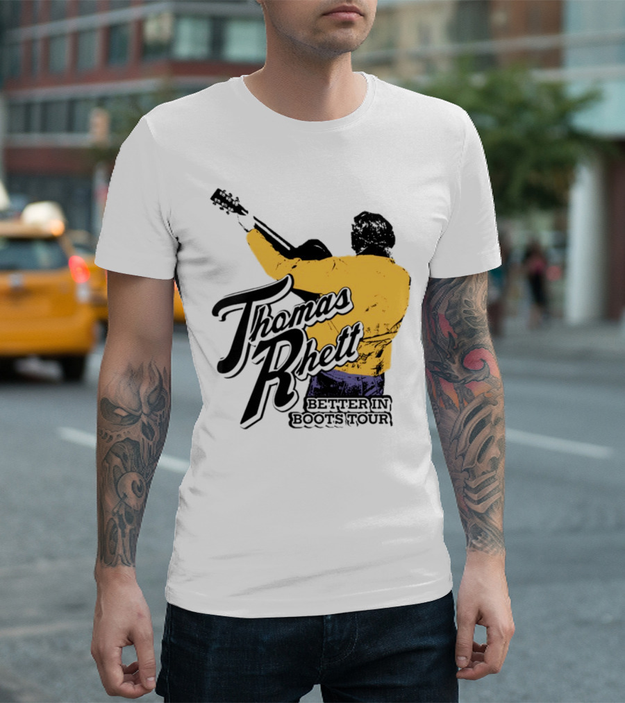 Thomas Rhett Better In Boots Retro Handgun Cowboy Boot Style T-Shirt