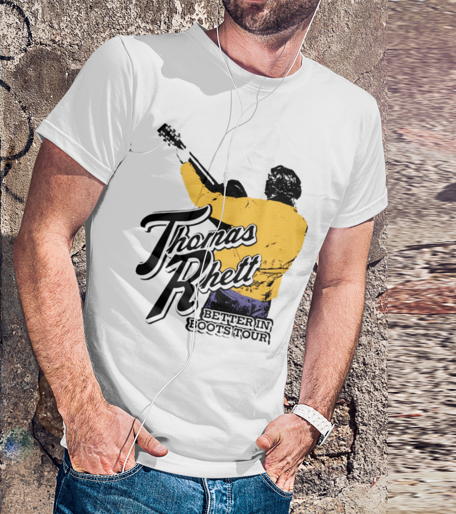 Thomas Rhett Better In Boots Retro Handgun Cowboy Boot Style T-Shirt