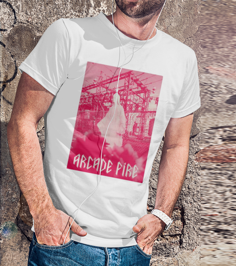 Arcade Fire Virgin Mary Statue Pink Power Station T-Shirt