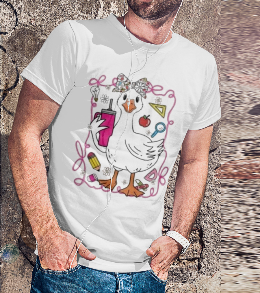 Brooke And Bear Back To School Goose Pencil Apple Ruler T-Shirt