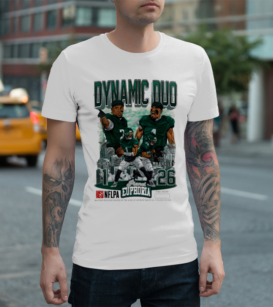 Jalen Hurts Saquon Barkley Dynamic Duo Philadelphia Eagles Planet Euphoria Neora 1 26 T-Shirt