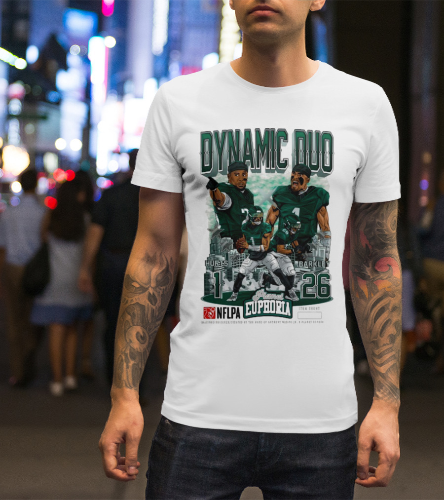 Jalen Hurts Saquon Barkley Dynamic Duo Philadelphia Eagles Planet Euphoria Neora 1 26 T-Shirt