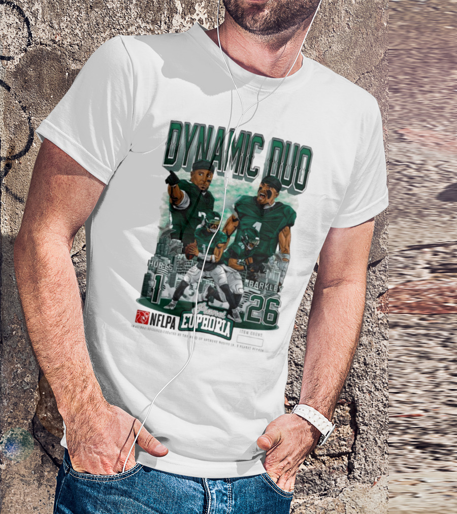 Jalen Hurts Saquon Barkley Dynamic Duo Philadelphia Eagles Planet Euphoria Neora 1 26 T-Shirt