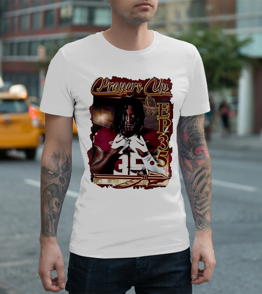 Ethan Pritchard EP35 Prayers Up Football 35 T-Shirt