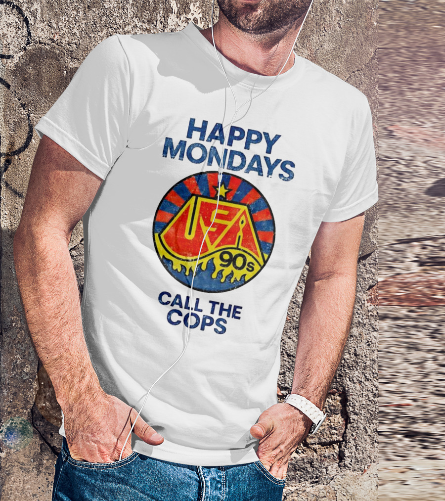 Happy Mondays USA 90s Call The Cops Starburst Retro T-Shirt