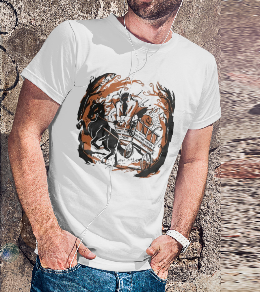 Headless Horseman Pumpkin Carriage Halloween Scene T-Shirt