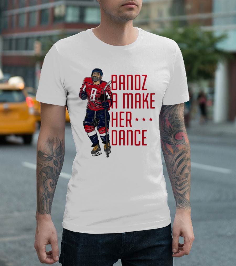 Bandz 8 A Make Her Dance Hockey Player Red Uniform T-Shirt