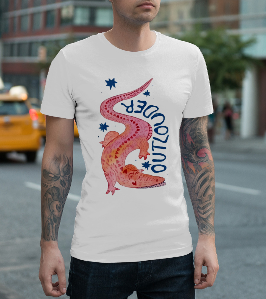 Outlouder Croc Pink Crocodile And Blue Stars T-Shirt