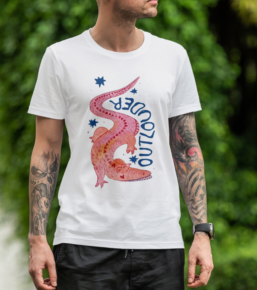Outlouder Croc Pink Crocodile And Blue Stars T-Shirt