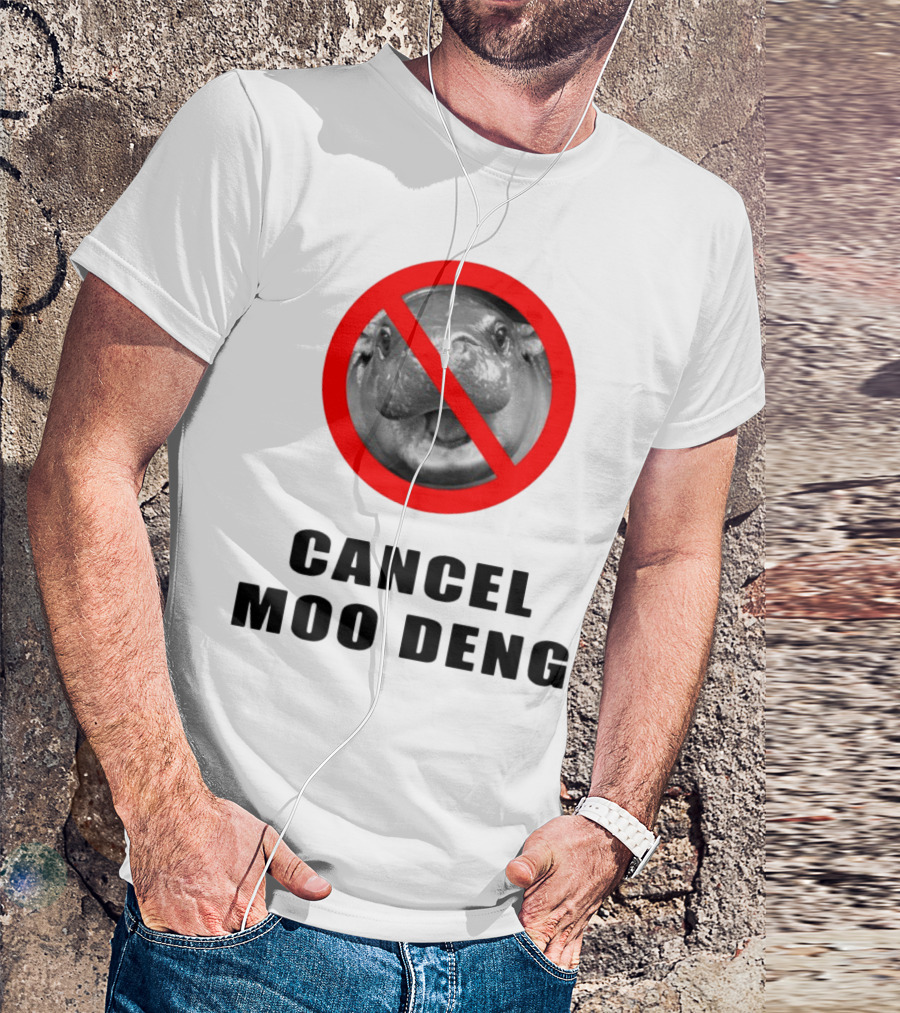 Pizzaslime Cancel Moo Deng No Entry Sign T-Shirt