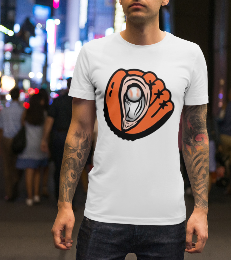 Chesapeake Oyster Catchers Baseball Glove And Pearl T-Shirt
