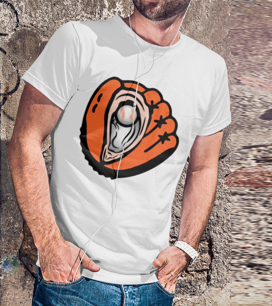 Chesapeake Oyster Catchers Baseball Glove And Pearl T-Shirt