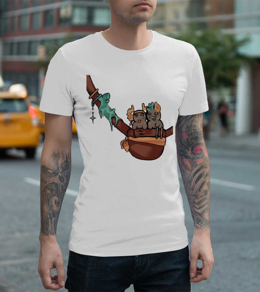 Coilpunk Steamcoil Phighting Cute Duo In Bag With Antlers And Spear T-Shirt