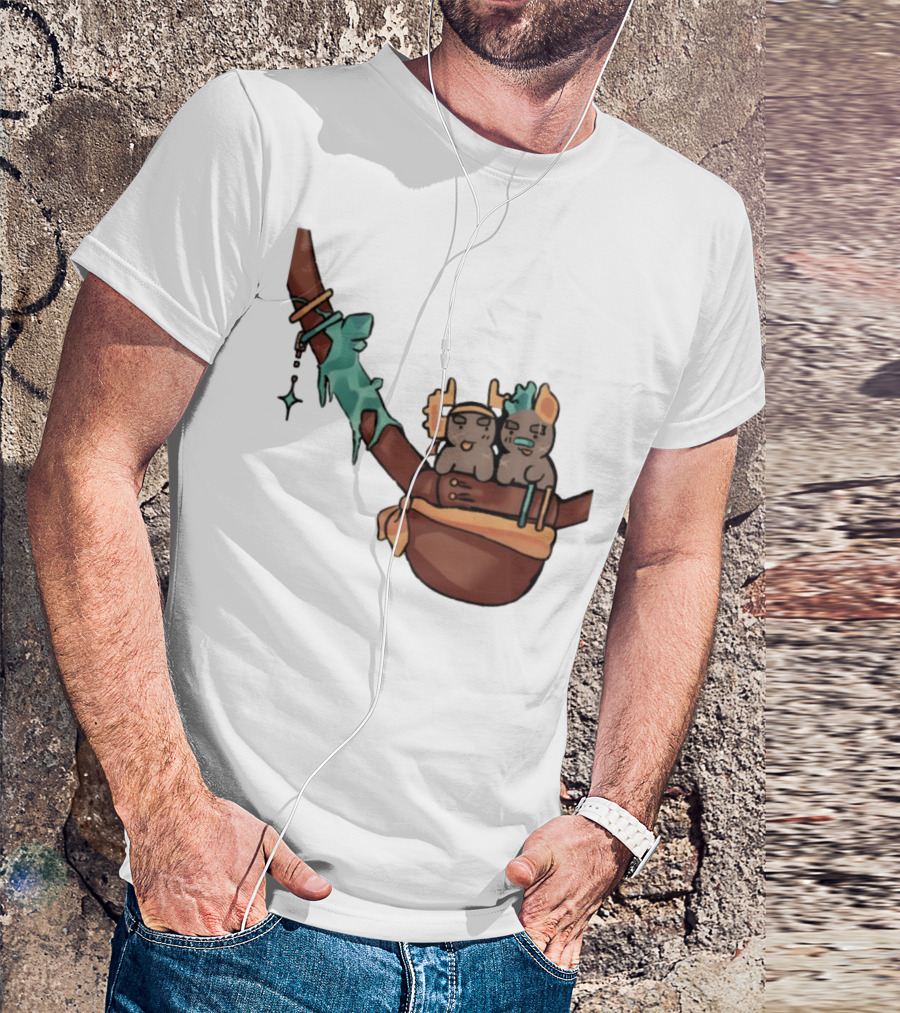 Coilpunk Steamcoil Phighting Cute Duo In Bag With Antlers And Spear T-Shirt