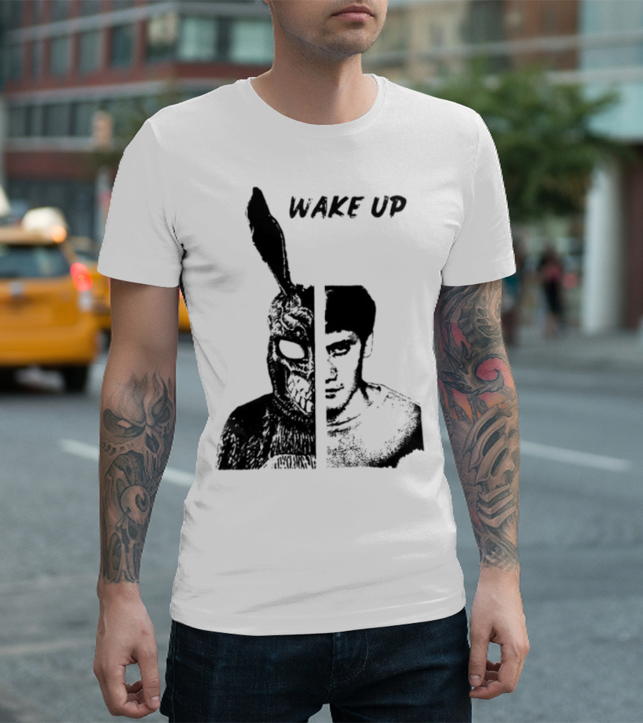 Donnie Darko Wake Up Split Face Frank And Donnie Portrait T-Shirt