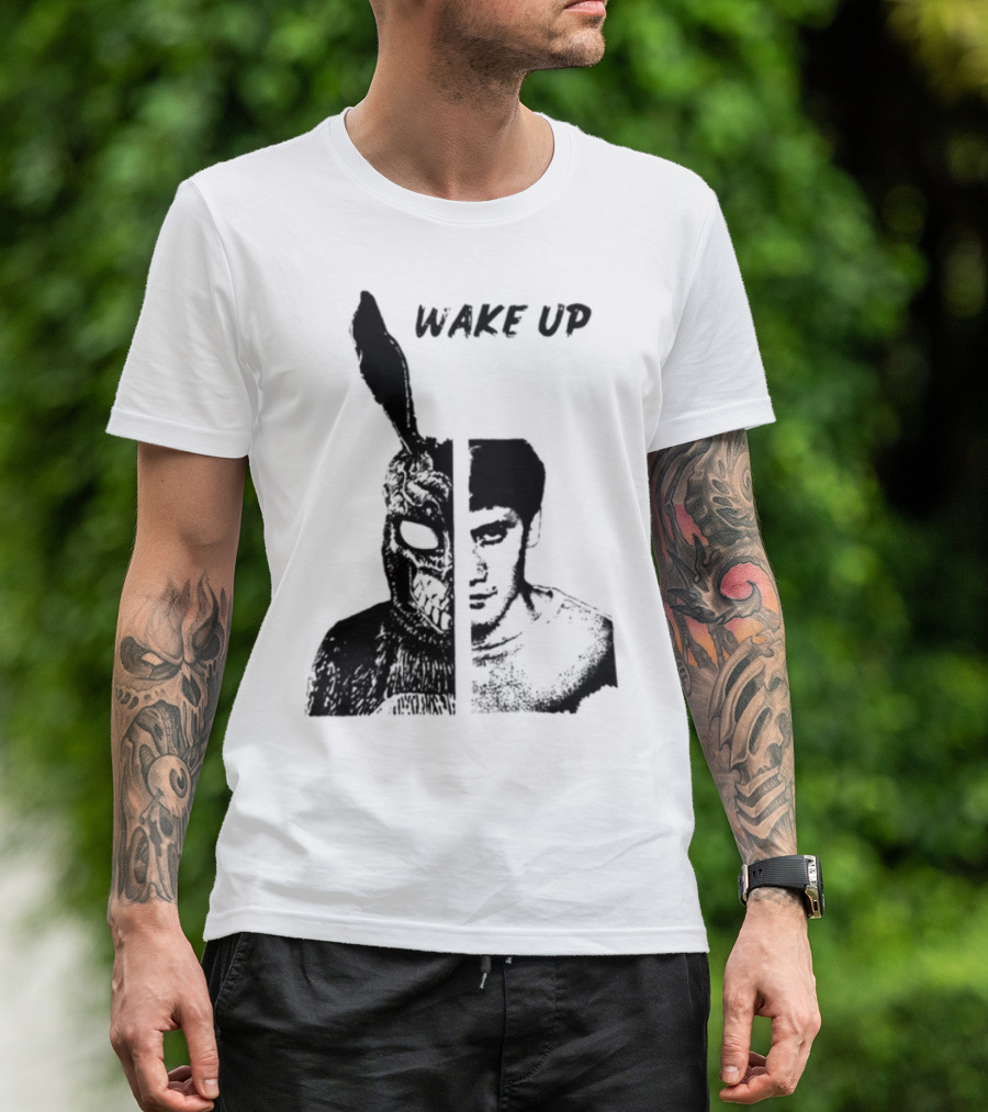 Donnie Darko Wake Up Split Face Frank And Donnie Portrait T-Shirt