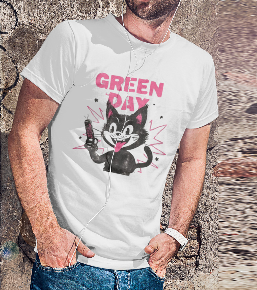Green Day Dynamite Cartoon Cat Explosion T-Shirt