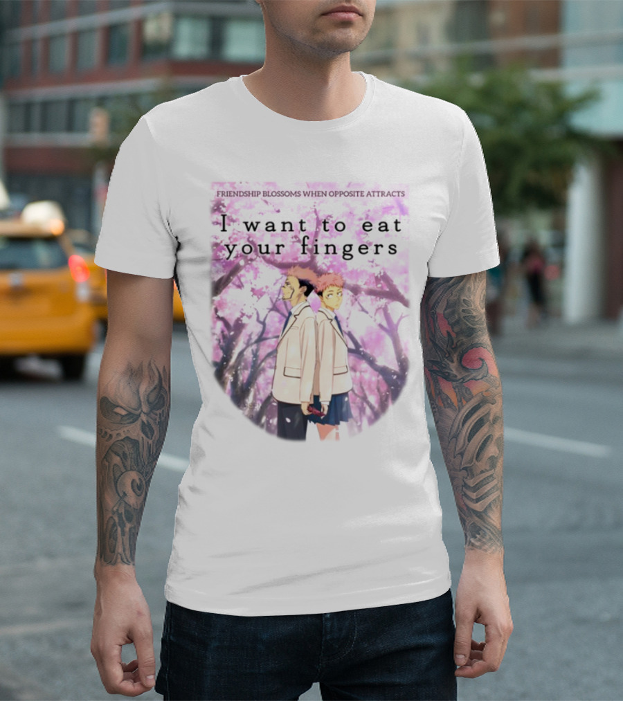 Friendship Blossoms When Opposites Attract I Want To Eat Your Fingers Anime Scene T-Shirt
