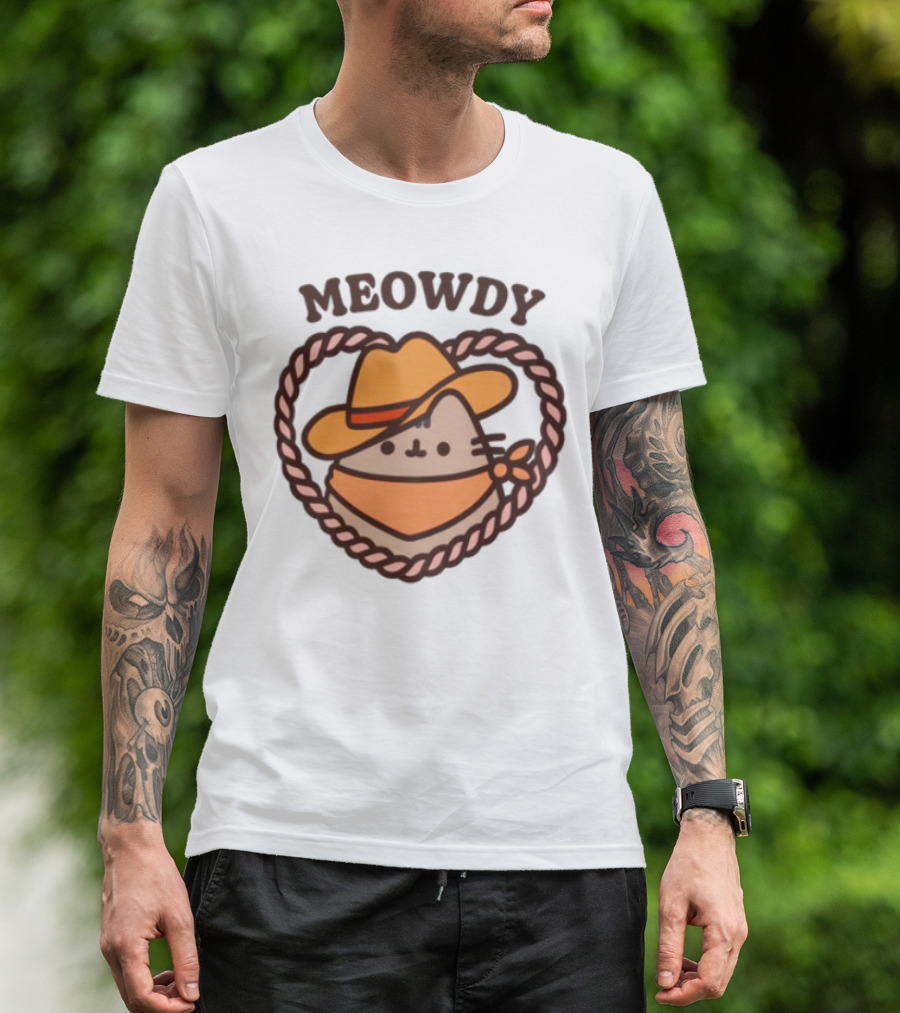 Meowdy Cowboy Pusheen With Hat And Bandana T-Shirt