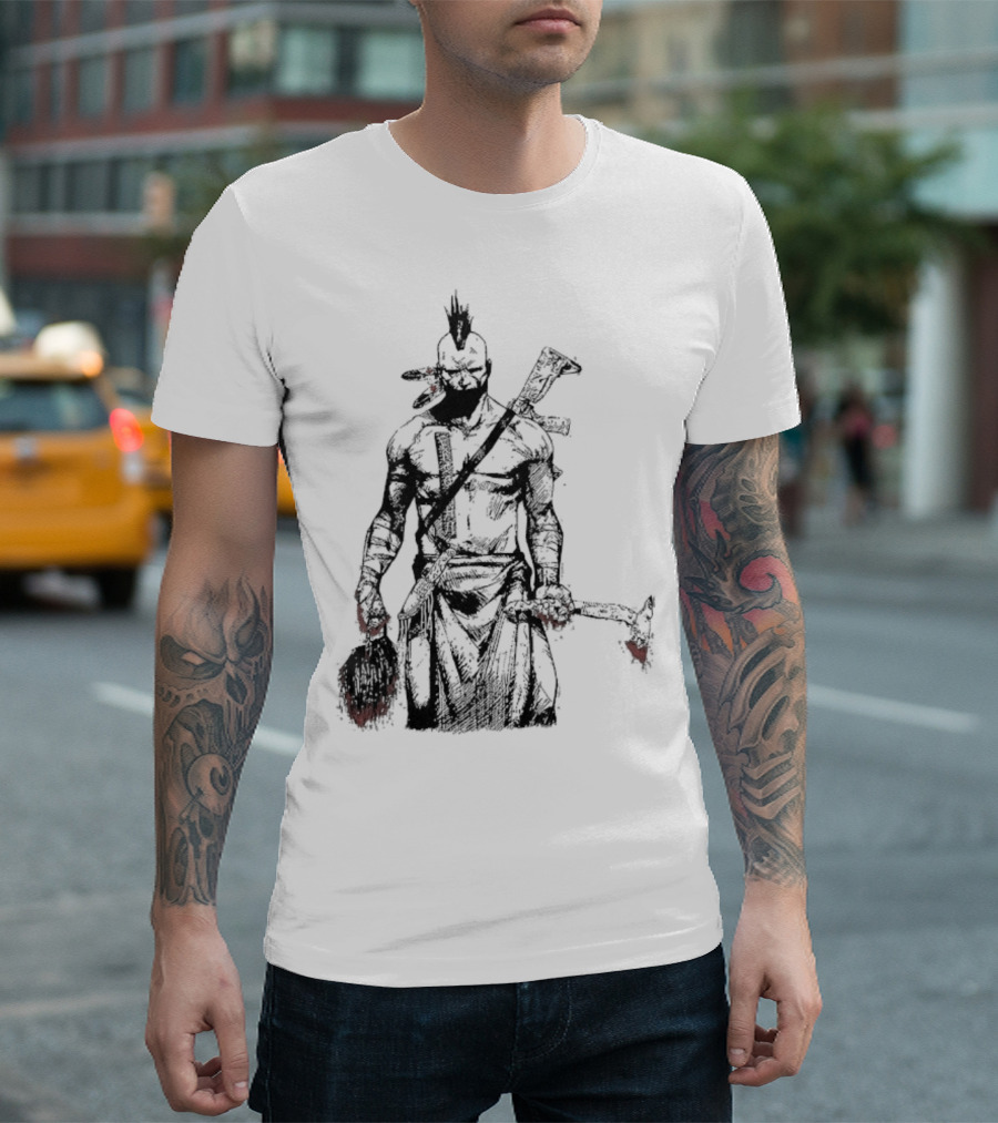 Half Face Blades Scalper Axe Warrior Style T-Shirt