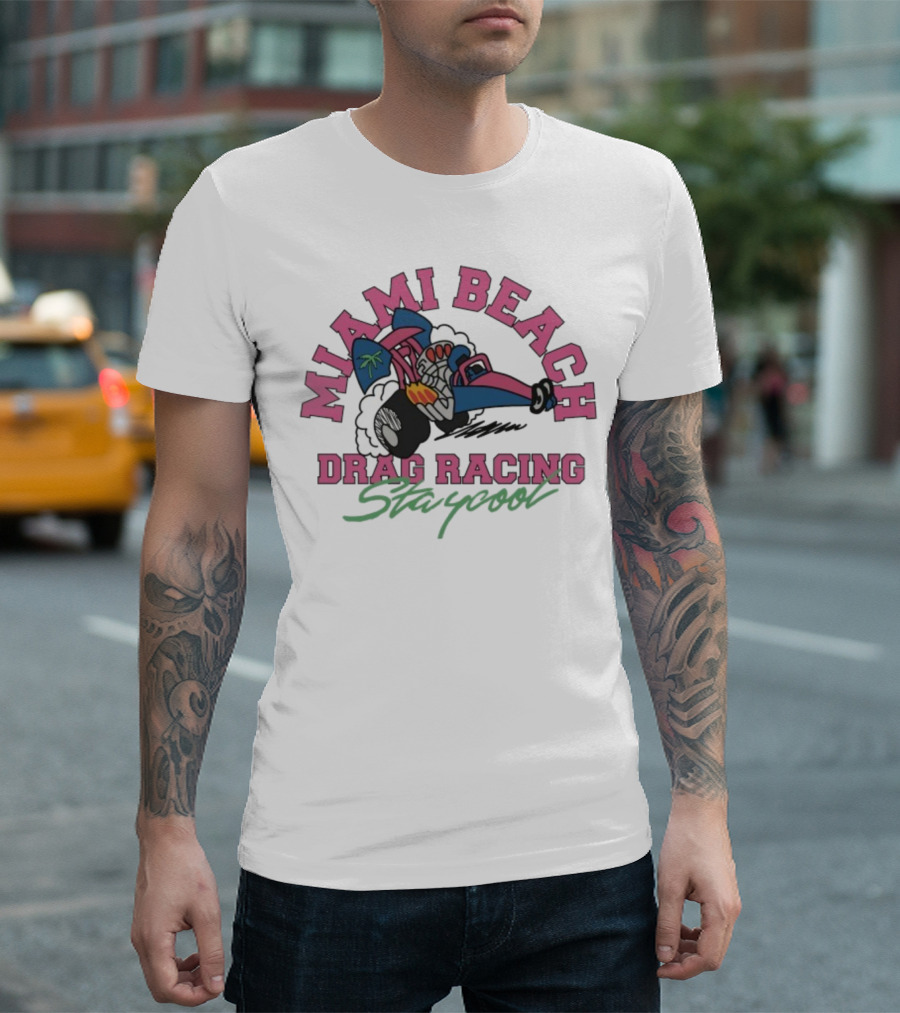 Miami Beach Drag Racing Staycool Racing Imagery T-Shirt