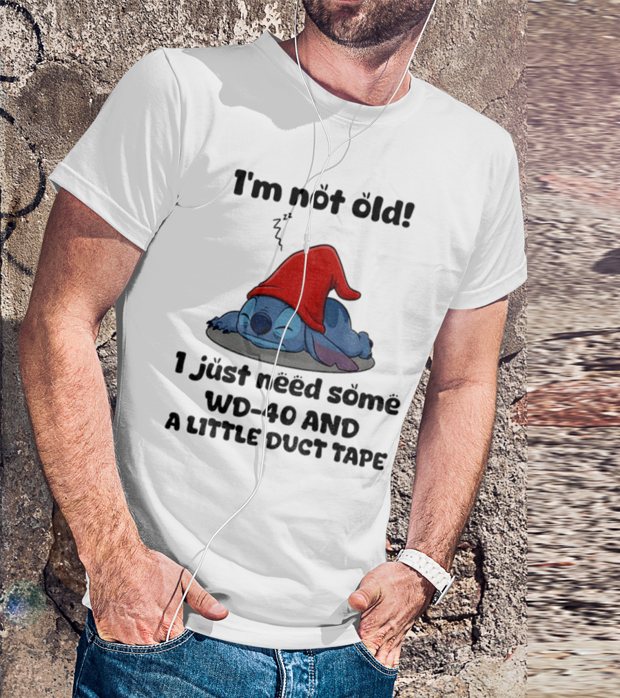 Stitch Sleepy Time WD-40 Duct Tape Humor T-Shirt