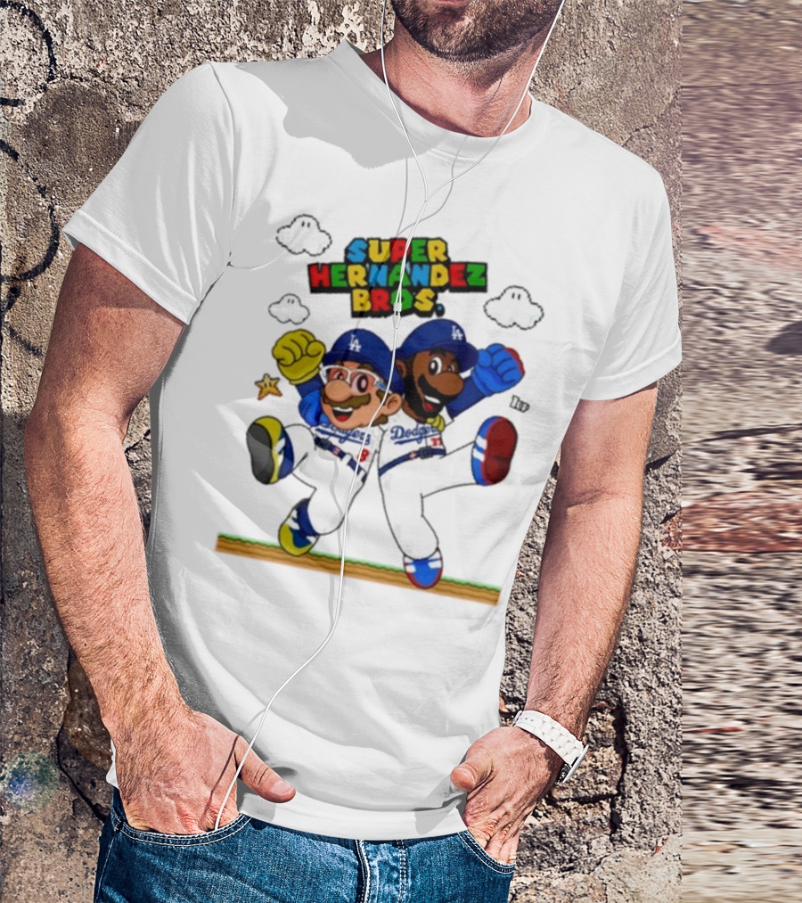 Super Hernández Bros Teoscar Kiké Let’s Go Dodgers Mario X Los Angeles Dodgers T-Shirt