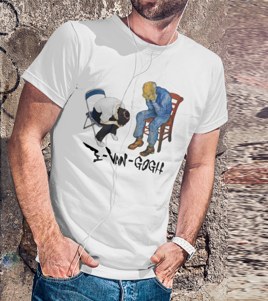 Evangogh Sadness Embrace Blue Figure Art Crossover T-Shirt