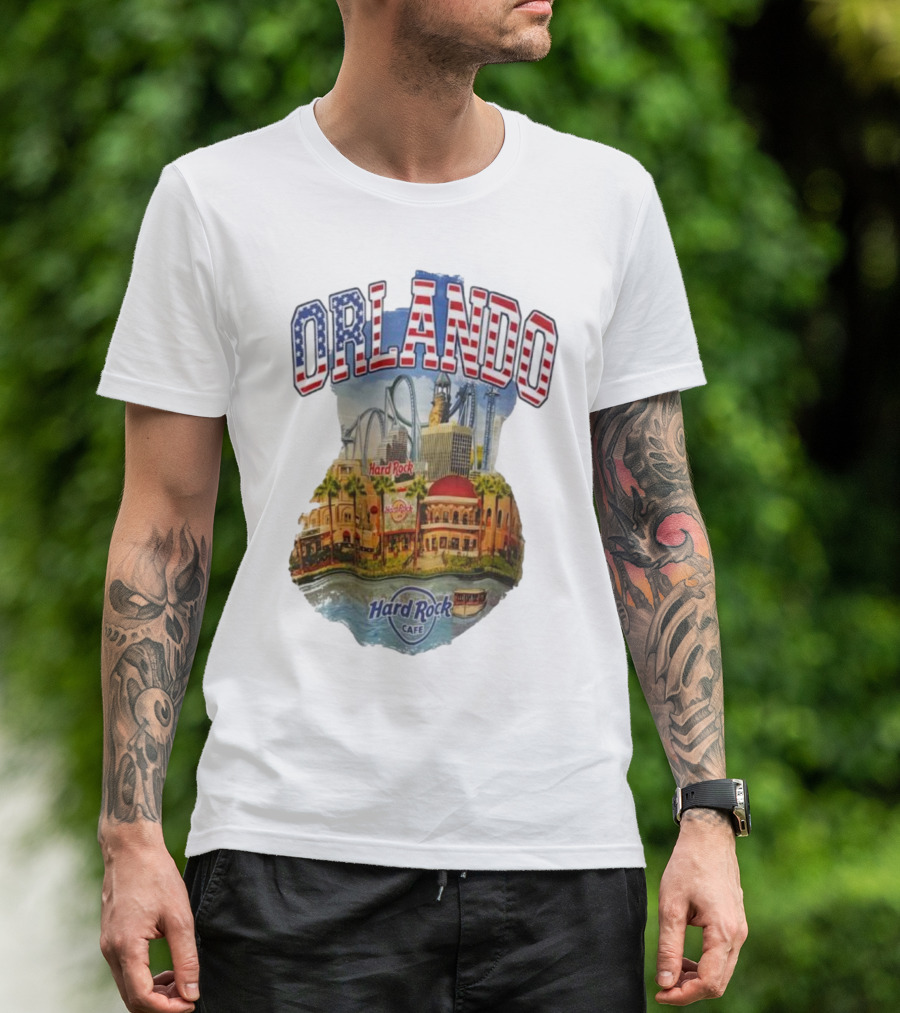 Hard Rock Cafe Orlando American Flag Skyline Roller T-Shirt