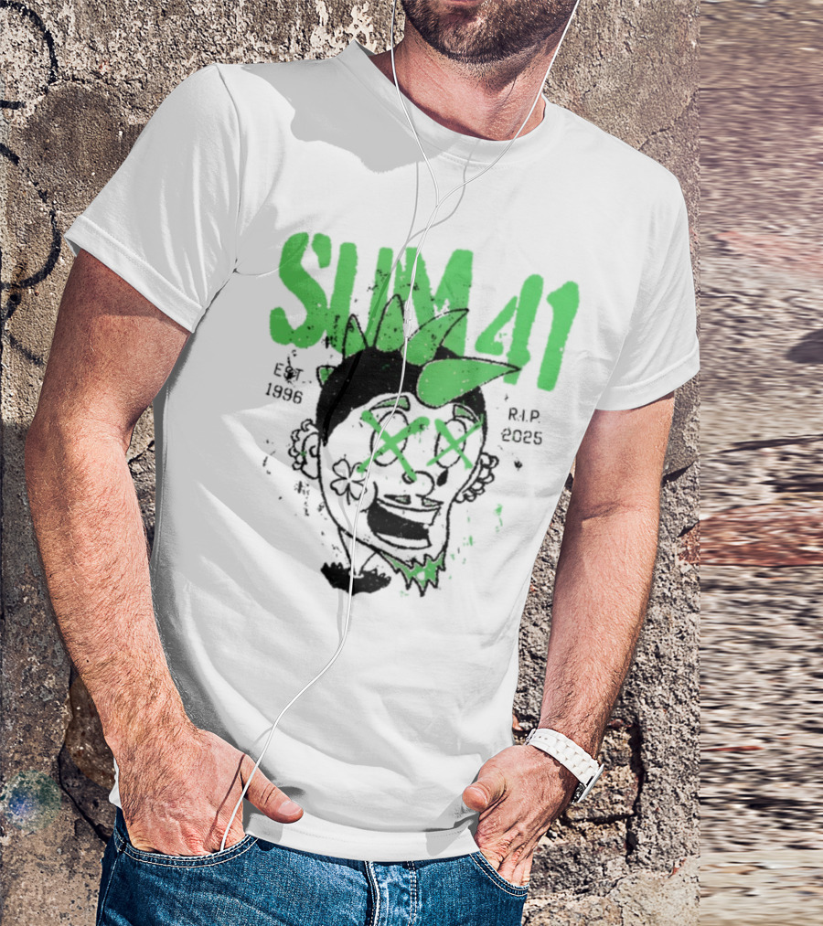 Sum41 St Patrick's Day Punk Skull Green Spikes T-Shirt