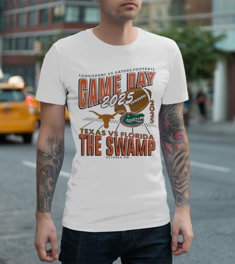 Longhorns Vs Gators Football Game Day 2025 Texas Vs Florida The Swamp October 4th T-Shirt