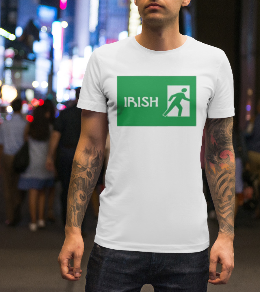 Emotionalclub Irish Exit Green Emergency Sign Style T-Shirt