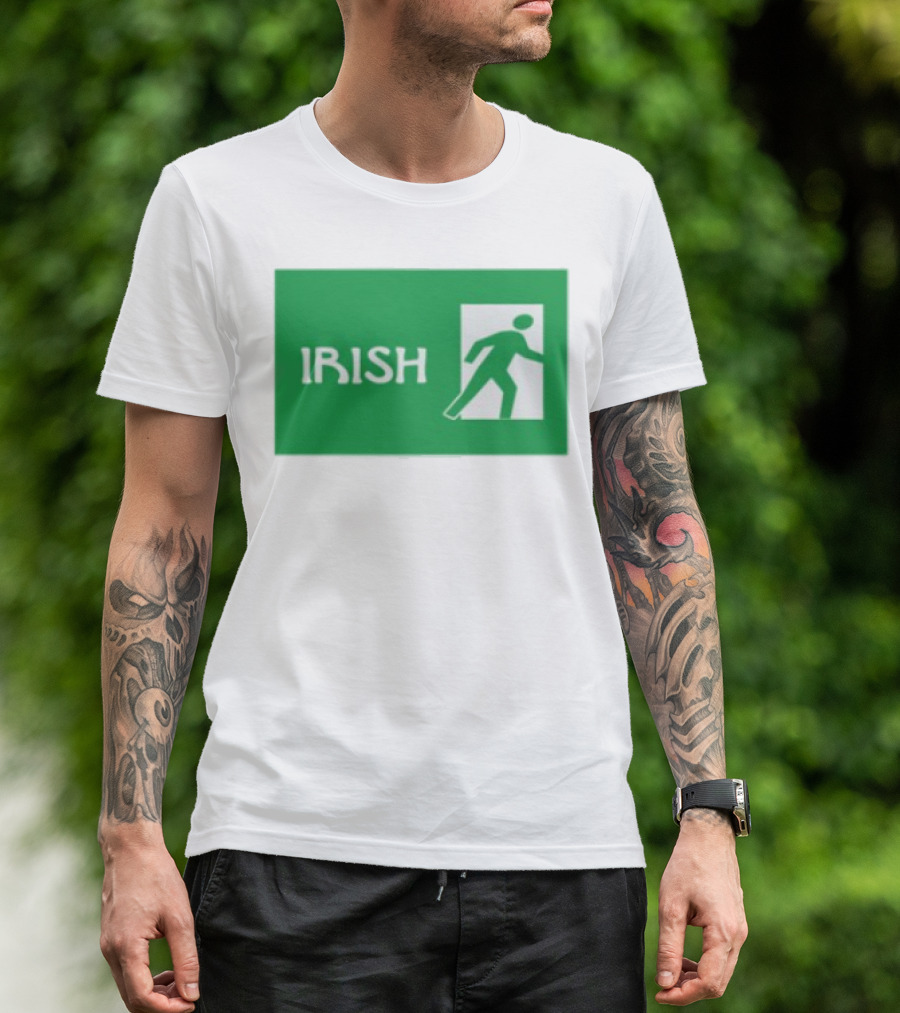 Emotionalclub Irish Exit Green Emergency Sign Style T-Shirt