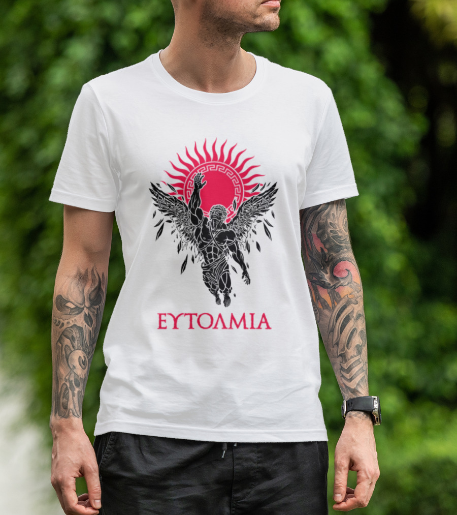 Ευτολμια Angel Silhouette With Rising Red Sun T-Shirt