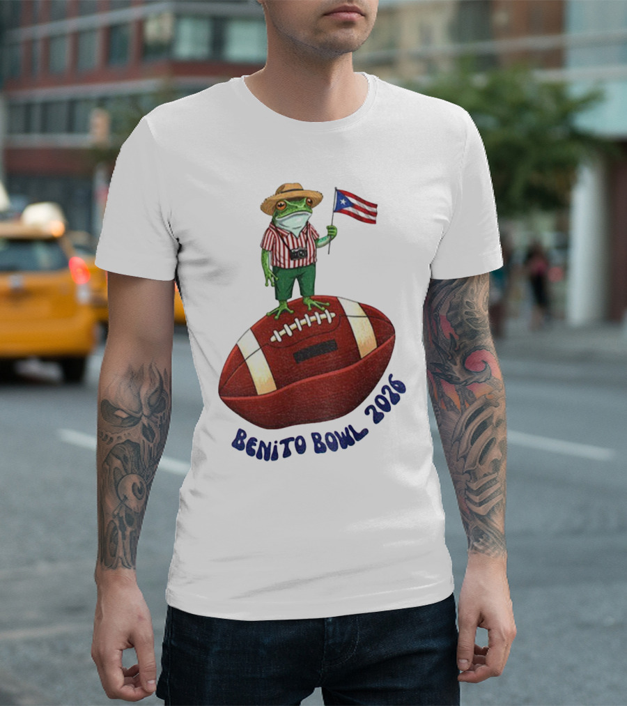 Bad Bunny Puerto Rico Frog Flag Benito Bowl 2026 Football T-Shirt