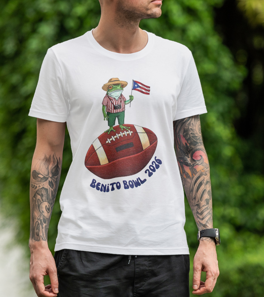 Bad Bunny Puerto Rico Frog Flag Benito Bowl 2026 Football T-Shirt